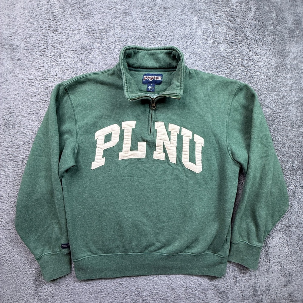 VTG Y2K Point Loma Nazarene University Sweater 1/4 Zip Pullover Green Jansport M